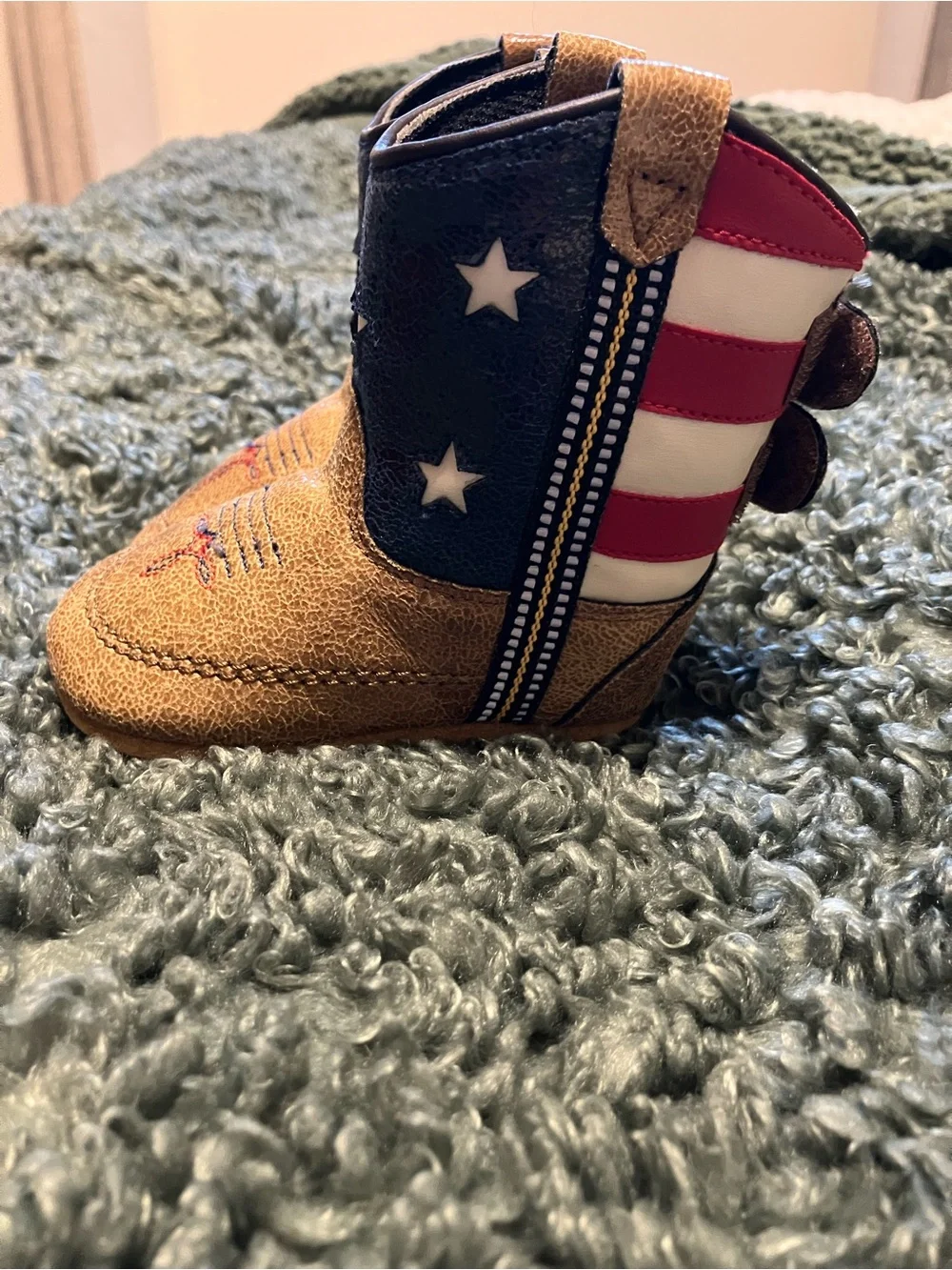 Toddler Star Accent Brown and Navy Western Boots